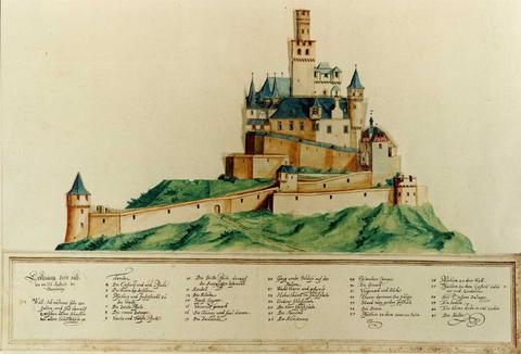 Marksburg Castle by Dilich in 1608