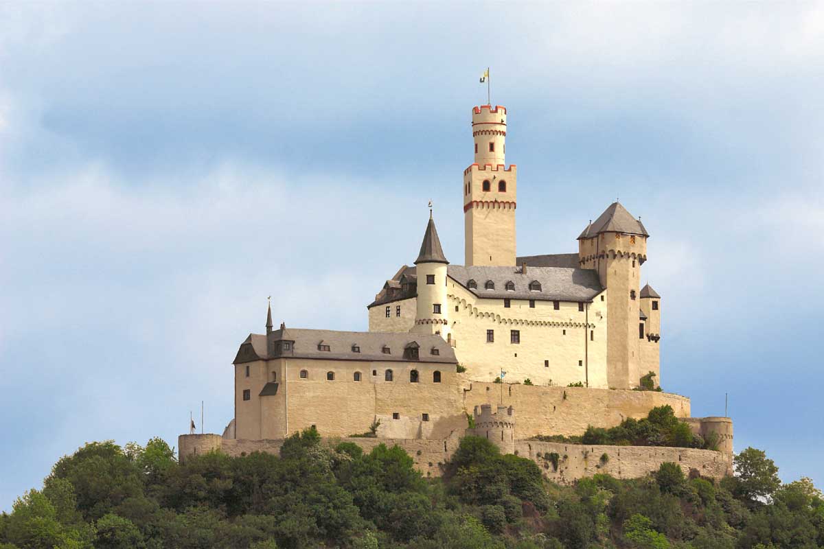 1850 c Castello di Marksburg Stampa antica Germania. 